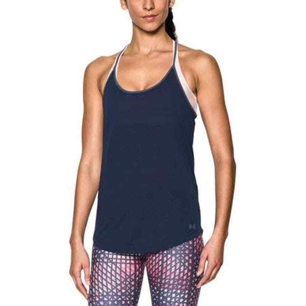 Under Armour Womens Navy Blue HeatGear Threadborne‎ Racerback Tank Top Small